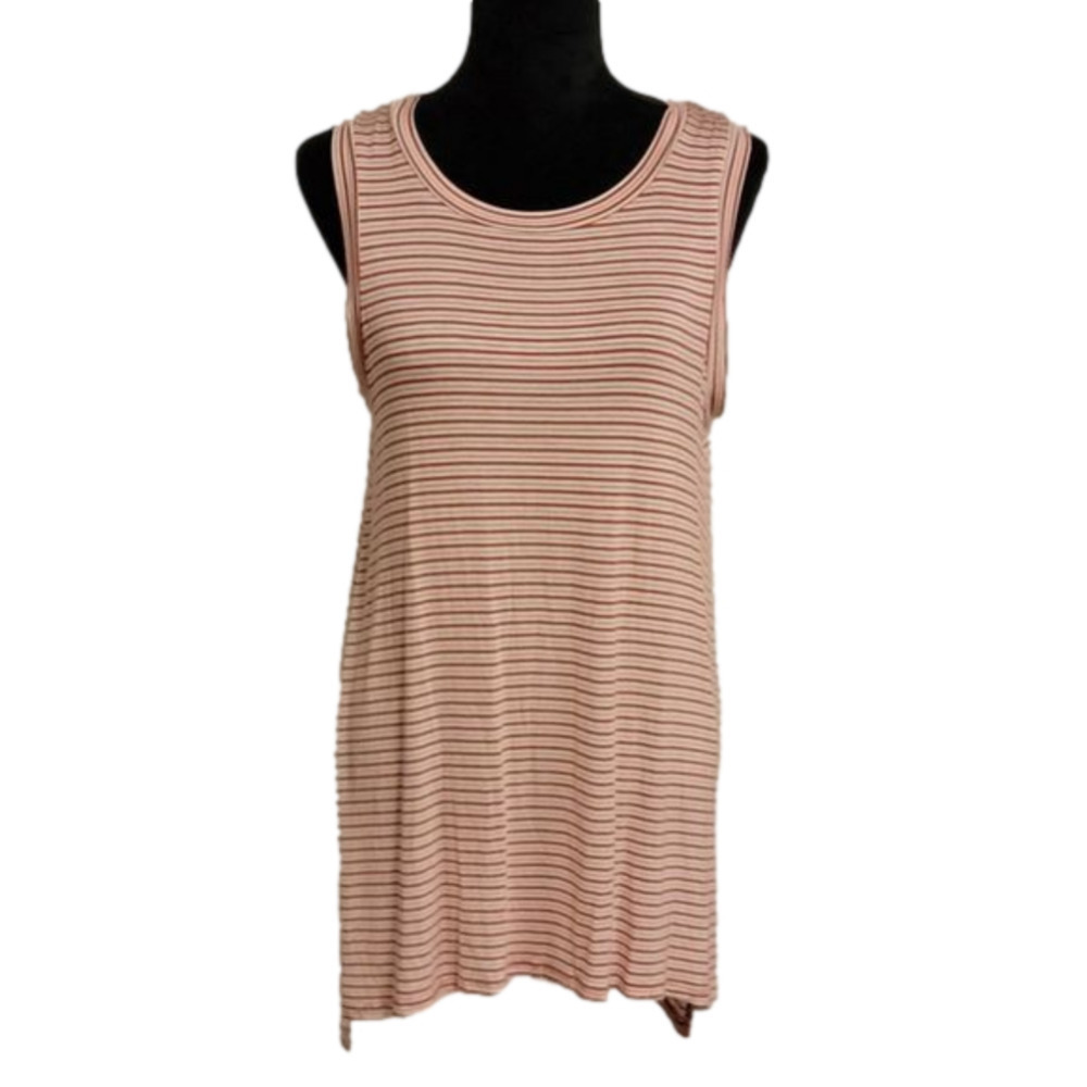 Pink Rose Large Red And White Striped Sleeveless Tank Top